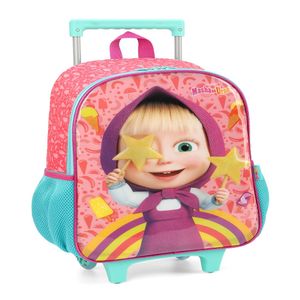 Mochila de Rodinhas Infantil Masha E Urso Salmão IC39082MUSL - Luxcel