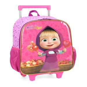 Mochila de Rodinhas Infantil Masha E Urso Pink IC39082MUPK - Luxcel