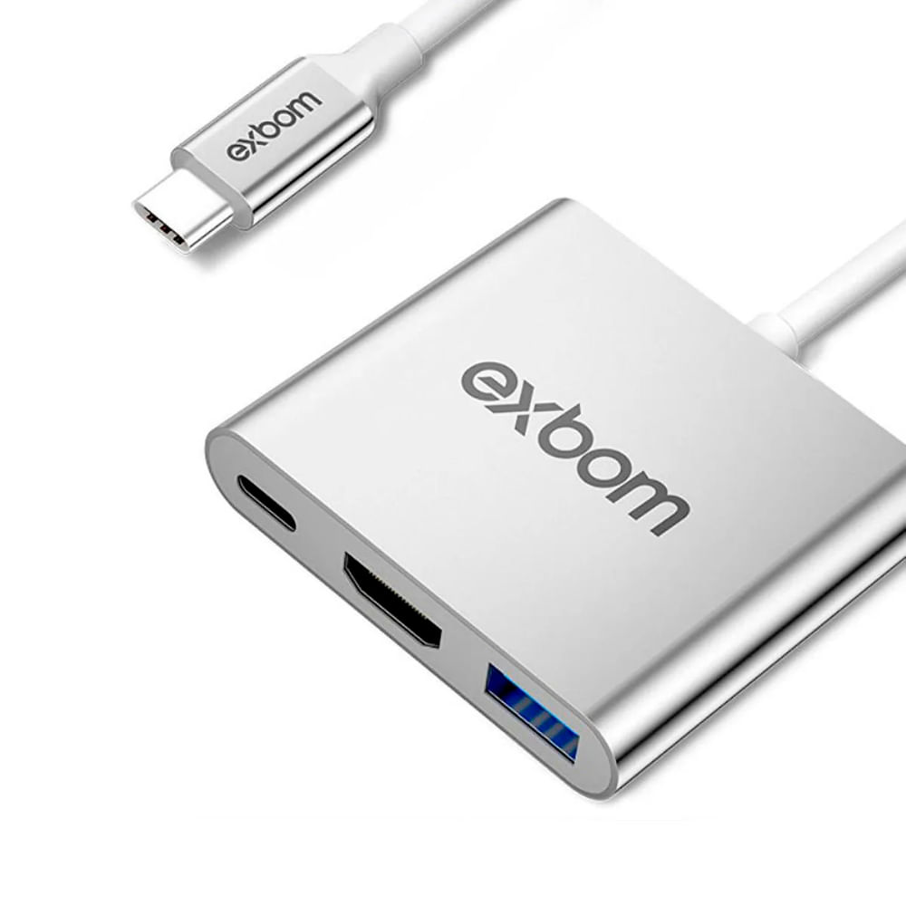 Adaptador de Video 3 Em 1 Conversor Usb Tipo C Para Hdmi Usb 3.0 U3va3n1 03778 Exbom lojasmel