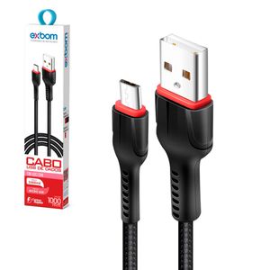 Cabo USB Turbo 2.4a Micro USB/ V8 1m CBXU2X13V8 Preto 03215 - Exbom