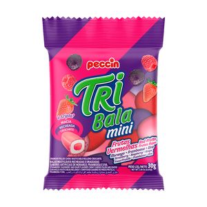 Mini Bala Recheada Tribala Frutas Vermelhas Pacote 30g 3467 - peccin