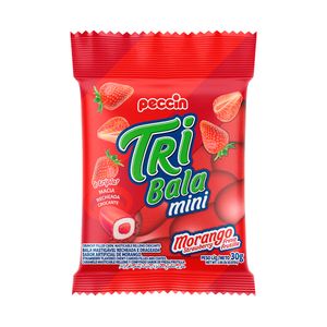 Mini Bala Recheada Tribala Morango Pacote 30g 3468 - peccin