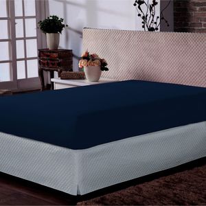Lençol Queen Liso Doce Vida Azul Profundo 30cm 1 Peça 0020959AZP - Portallar