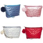 Necessaire_Com_Pompom_Trapézio_Alça_de_Mão_Removivel_Costura_Coração_Poliéster_Sortida_Ref.NS2302_Qualis