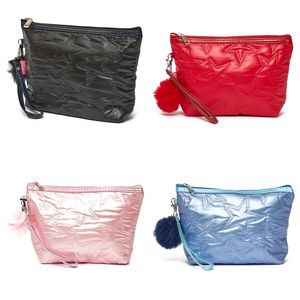 Necessaire Com Pompom Trapézio Alça de Mão Removivel Costura Estrela Pvc Sortida NS2392 - Qualis