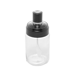 Açucareiro de Vidro Com Colher E Tampa de Plástico Preta 7x7x14cm 29324 - Rojemac