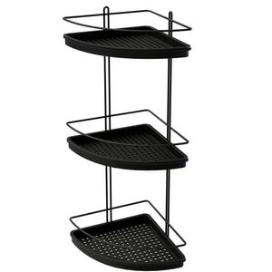 Porta Shampoo de Canto Triplo Aramado Com Fundo Plástico Preto 699BLP - Stolf