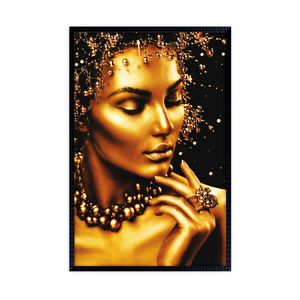 Quadro Decorativo Luxo Mulher Africana Dourado 60x90cm 137115 - Art Frame