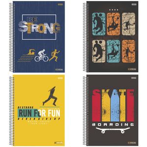 Caderno Universitário Capa Dura  Be Strong Sortido 10 Matérias 160 Folhas 10234 - São Domingos