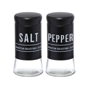 Saleiro/ Pimenteiro Manhattan Vidro Preto 120ml SLRO019 - Hauskraft