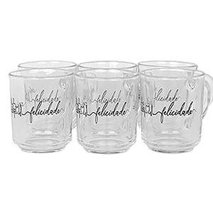 Conjunto Canecas Vidro 6 Peças 250ml BV0036 - Mundiart