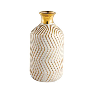 Vaso Decorativo Cerâmica Bege 18x9x9cm Ref.15793 Mart