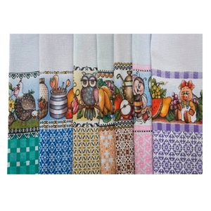 Kit com 5 Panos de copa  Algodão Alvejado - Textil Silva