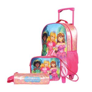 Kit Mochila Escolar Infantil Com Rodinhas, Lancheira E Estojo Princesas BPD33065 - Winth