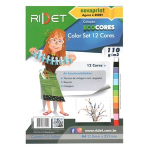 Bloco Ecocores Color Set 12 Cores 24 Folhas A4 110g 21x29,7cm 010001 - Ridet