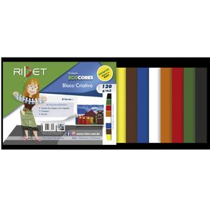 Bloco Criativo Ecocores 8 Cores 32 Folhas A4+ 120g 32,5x23,5cm 010007 - Ridet