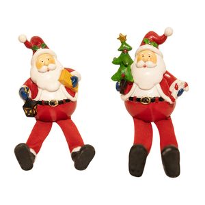 Boneco Papai Noel Sentado com Árvore e Lamparina Resina Sortida 8x6x20cm LM1469 / LM1469NTL - honeyhome