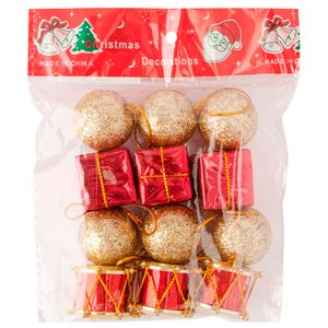 Conjunto Pendentes Decoração Natal 12 Peças Bolas Presentes Tambores Espuma 2,5x2,5cm LM1353 - honeyhome
