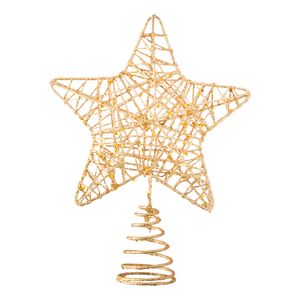 Ponteira Para Árvore Natal Estrela Aramada Ferro Dourado 14x17x4cm LM1395 - honeyhome