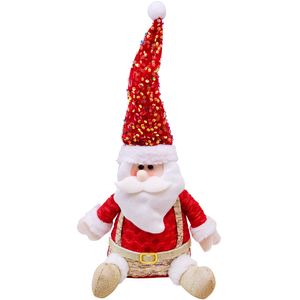 Boneco Papai Noel Sentado Natal Com Gorro Poliéster E Algodão Com Brilho 119x14x45cm LM1637 - honeyhome