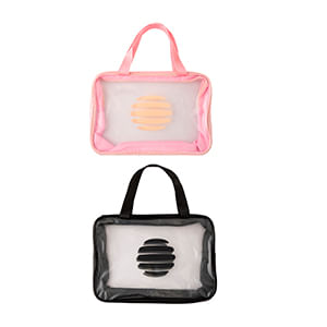 Necessaire Multiuso Com Alça Poliéster Plástico Transparente Sortida 31x10x21cm LM1552 - honeyhome