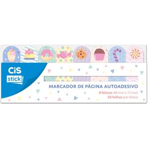 Marcador de Pagina Adesivo Stick Candy 8 Modelos 20 Folhas 48x15mm 553437 - Cis
