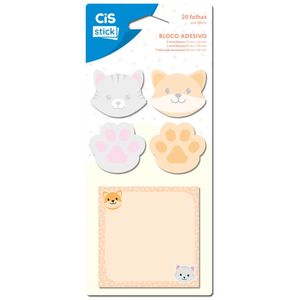Bloco Adesivo Stick Animais 5 Modelos 20 Folhas 553441 - Cis