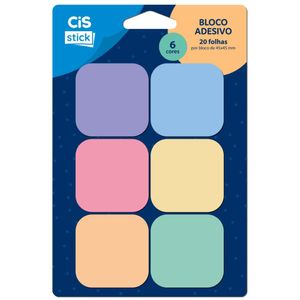 Bloco Adesivo Stick 6 Cores 45x45mm 20 Folhas 553425 - Cis