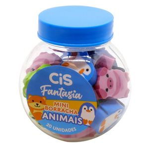 Mini Borracha Fantasia Animais Sortidos Pote com 20 Unidades 553408 - Cis