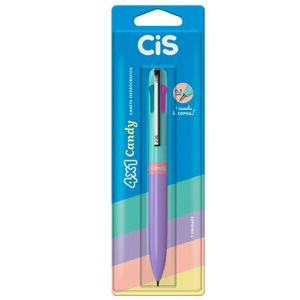Caneta Esferográfica 0.7mm Candy Lilás Com 4 Cores 528236 - Cis