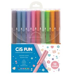 Caneta Esferográfica 0.7mm Fun Estojo Com 10 Cores 57156 - Cis