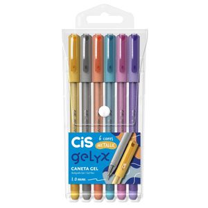 Caneta Gel 1.0mm Gelyx Metálicas Estojo Com 6 Cores 57118 - Cis