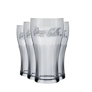Kit com 4 Copos Contour Coca-cola Vidro Cristalino 470ml - Nadir