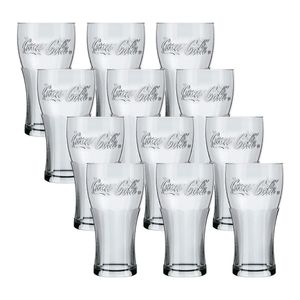 Kit com 12 Copos Contour Coca-cola Vidro Cristalino 470ml - Nadir