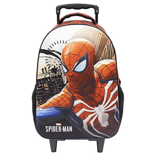 Mochila de Rodinhas Infantil Homem Aranha Poliéster Vermelha 10970 - Xeryus