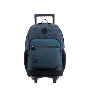Mochila de Rodinhas Juvenil College Futebol Poliéster Chumbo 12210 - Xeryus