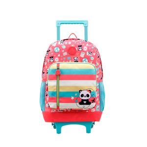 Mochila de Rodinhas Juvenil College Panda Poliéster Rosa 12260 - Xeryus