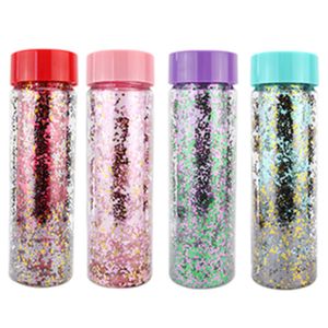 Garrafa Glitter Parede Dupla Plástico Sortida 500ml CB1062 - Moment