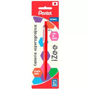 Caneta Esferográfica Retrátil Izee 0.7mm Vermelha Ref.SMBX467B Pentel