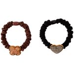 Kit_de_Elásticos_Para_Cabelo_Coração_Flor_Pedrinhas_Poliéster_Sortido_2_Peças_6cm_Ref.LM1877_honeyhome
