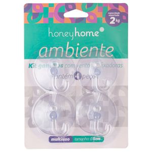 Kit Ganchos Fixadores Com Ventosas 4 Peças 5cm LM2145 - honeyhome