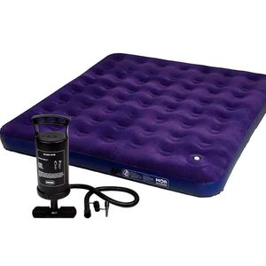 Kit Colchão Multiuso Inflável Casal Com Fole Preto Pvc Azul + Inflador Prático - Mor