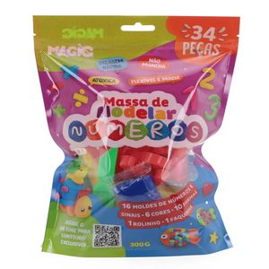 Massinha de Modelar Números Sinais E Formas 34 Peças 300g 2224 - Magic
