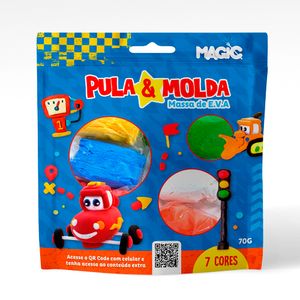 Massinha de Eva Carros Pula & Molda 70g 7 Cores 2225A - Magic