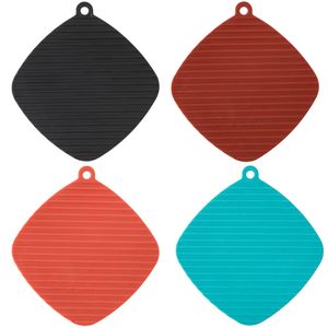 Kit Porta-Copos Ideal Quadrado Borracha Sortido 4 Peças 10x10x0,5cm LM1521 - honeyhome