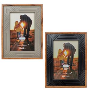 Porta-Retrato 10x15 Detalhe Madeira Cores Sortidas 14,5x19,5x1,2cm LM1687 - Honeyhome