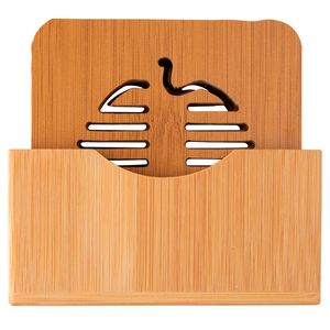 Conjunto Porta Copos Futuro Com Suporte Bambu 6 Peças 10x4,5x6cm LM1774 - honeyhome