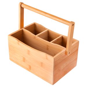 Porta Talher Futuro Com 4 Divisórias Bambu 25x15,5x22,5cm LM1796 - honeyhome