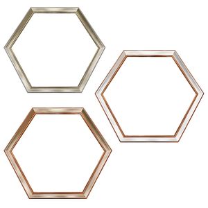 Espelho com Moldura Hexagonal Plástico Sortido 38,5x44x1,8cm LM1698 - honeyhome