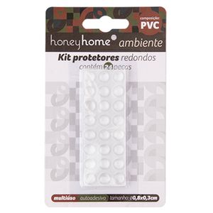 Kit Protetor Autoadesivo Para Móveis Redondo Pvc 24 Peças 0,8x0,3cm LM2107 - honeyhome
